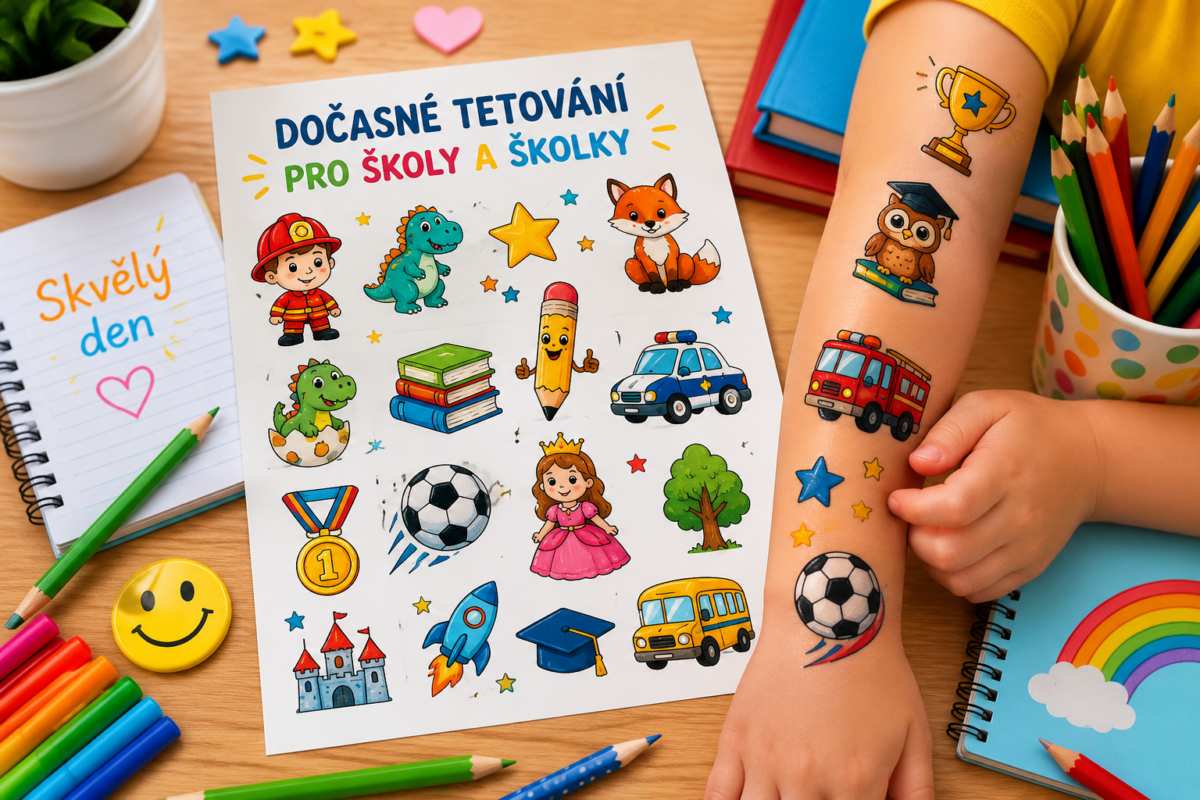 Dočasná tetování pro děti během školního sportovního dne
